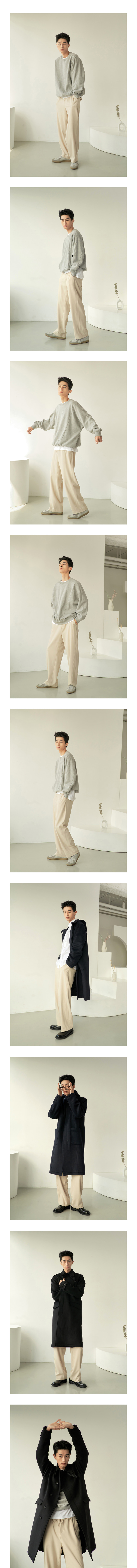 wave stitch wide banding pants (ivory) - Point Line Plane
